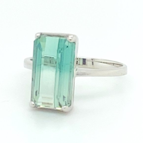 Bi Color Tourmaline 5.50ct Solid 14K White Gold Ring - Picture 5 of 7